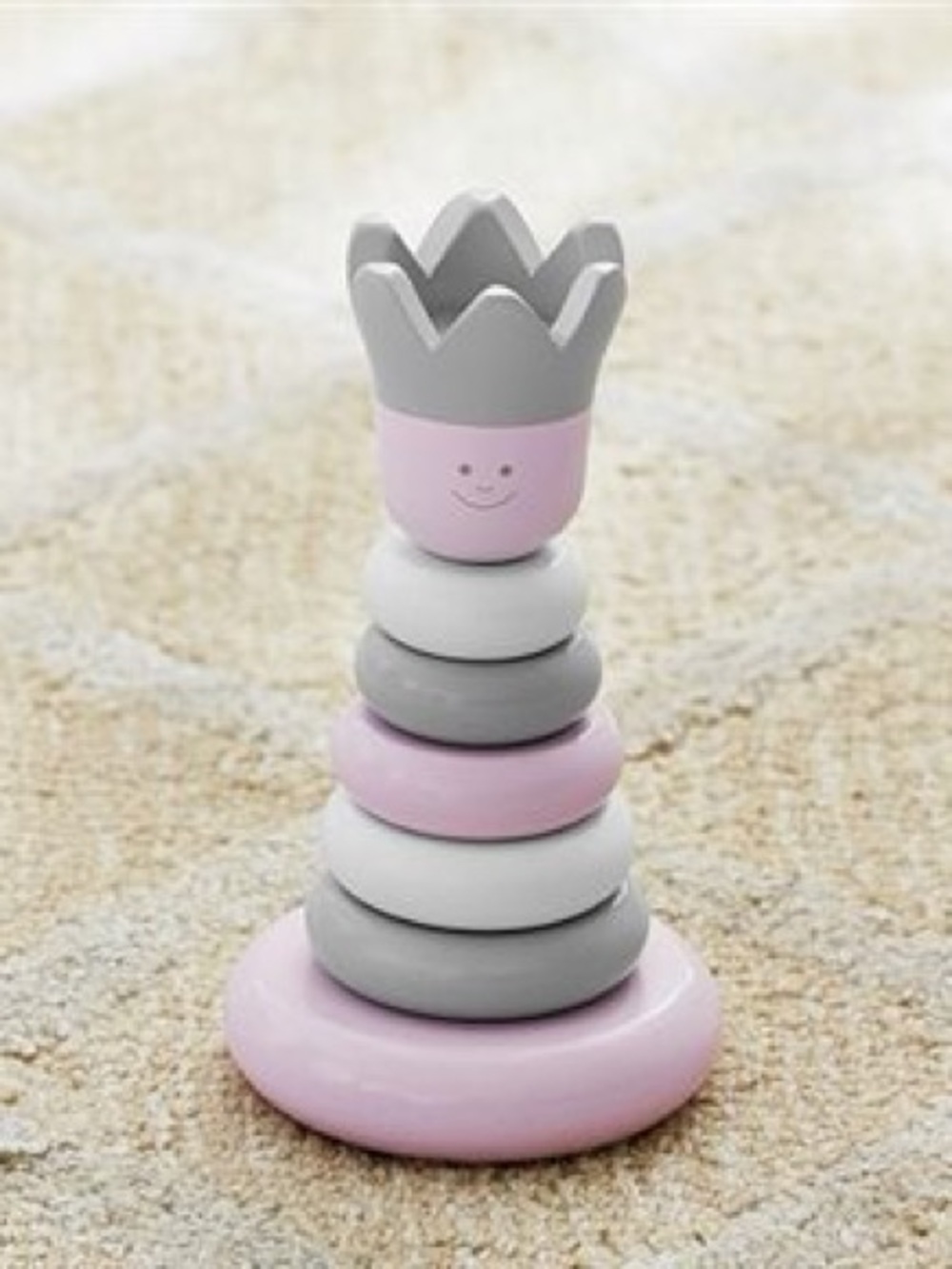 Pottery Barn Kids Wood Stacker Wooden Stacking Rings Baby Toy Pink